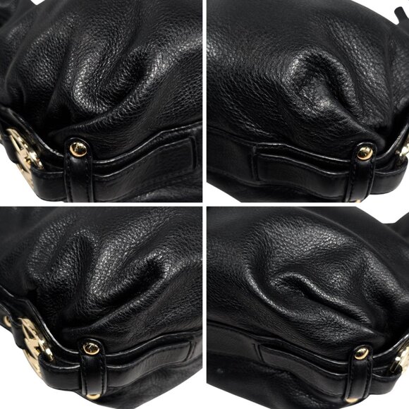 Michael Kors Black Pebbled Leather Hobo Shoulder Bag Sutton Oyster Vitello - Picture 6 of 9